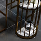 Glam Gold Iron Bar Table Faux Marble White Top Specialty 41.3"H Bistro Table with Storage Clearhalo 'Bar Furniture' 'Bar Tables' 'bar_tables' 'furn' 'furn_bar_tables' 'Furniture' 'furniture_bar_tables' 'Kitchen & Dining Furniture' 1200x1200_2a4d8152-6a75-4642-b4ee-792ad409f358