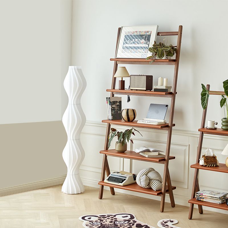 Moderne stijl Open Back Bookshelf Ladder Houten boekenkast voor thuiskantoor