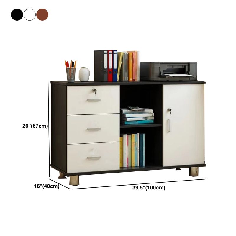 Armoire latérale moderne armoire à accent en bois avec 1 porte et 3 tiroirs