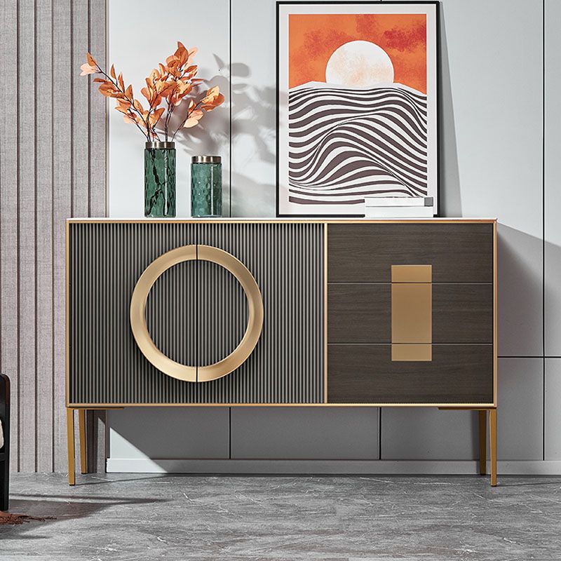 Glam Style 40" Height Sideboard 3 Drawer 2 Doors Cupboard for Living Room Clearhalo 'buffet_sideboard' 'Buffets & Sideboards' 'furn' 'furn_buffet_sideboard' 'Furniture' 'Kitchen & Dining Furniture' 1200x1200_2a50d4fb-32d1-4ec8-8063-7bb700dc6ae1