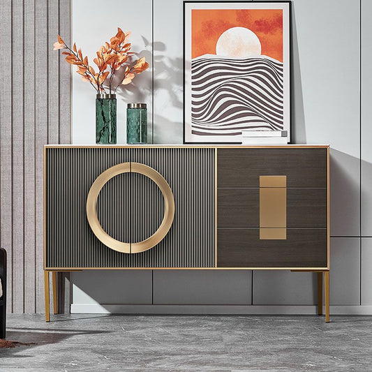 Glam Style 40" Height Sideboard 3 Drawer 2 Doors Cupboard for Living Room Clearhalo 'buffet_sideboard' 'Buffets & Sideboards' 'furn' 'furn_buffet_sideboard' 'Furniture' 'Kitchen & Dining Furniture' 1200x1200_2a50d4fb-32d1-4ec8-8063-7bb700dc6ae1