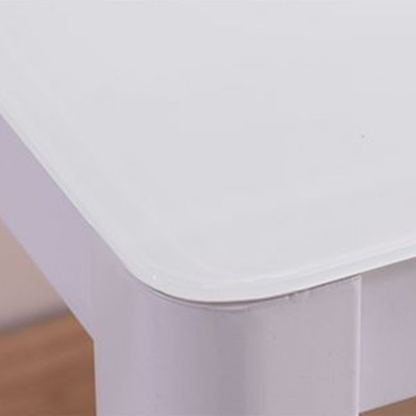Modern Rectangular Dining Table Glass Tabletop for Living Room