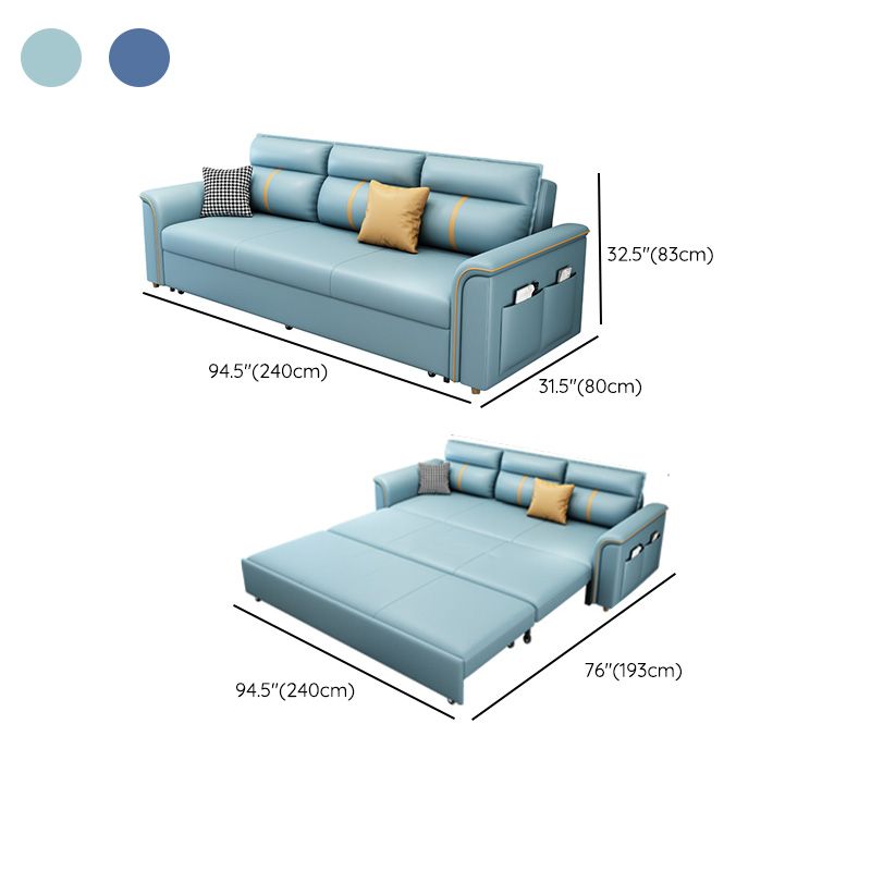 Contemporary Sleeper Sofa in Blue with Storage and Pillow Top Arms Clearhalo 'furn' 'furn_futons' 'Furniture' 'Futons & Daybeds' 'Futons' 'Living Room Furniture' 1200x1200_2a52ec75-bdf6-4480-a41f-3e5aecec95ad