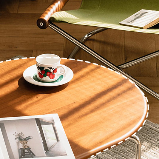 Mesa de café contemporánea de 23 "de ancho Mesa de café ovalada de café con almacenamiento