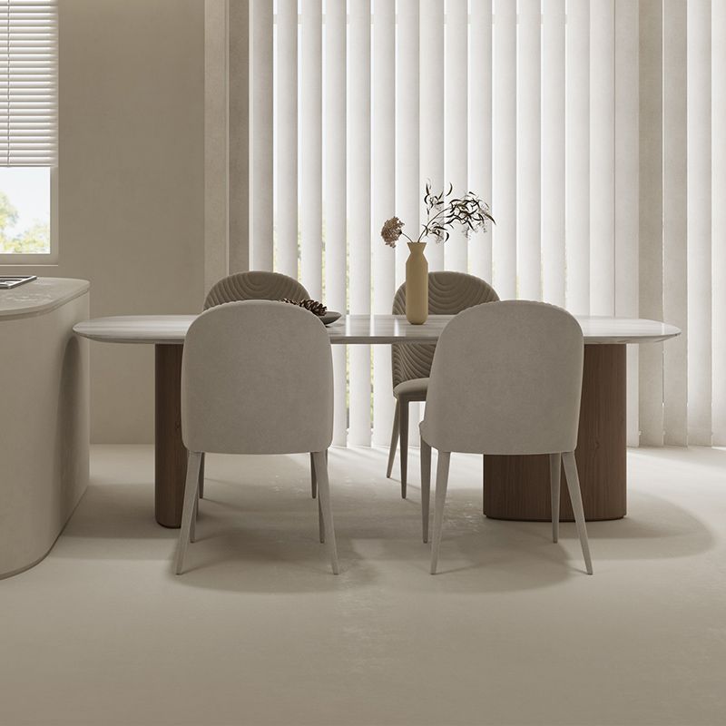 Ensemble de restauration moderne 1/5 pcs table à manger en marbre avec chaises rembourrées