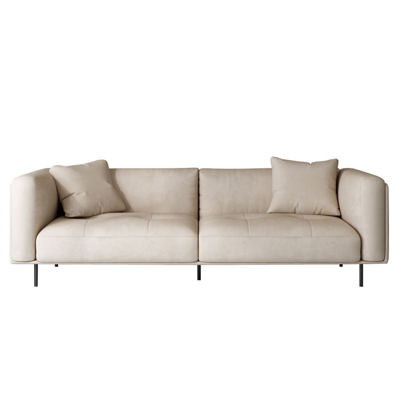 Modern Style Solid Wood Base Namib & Velvet White Rectangular Sofa Clearhalo 'furn' 'furn_sofas' 'Furniture' 'furniture_sofas' 'kitchen' 'kitchen_sofas' 'Living Room Furniture' 'Sofa' 'sofas' 1200x1200_2a575bd3-f225-433b-9bfe-e04ca776d278