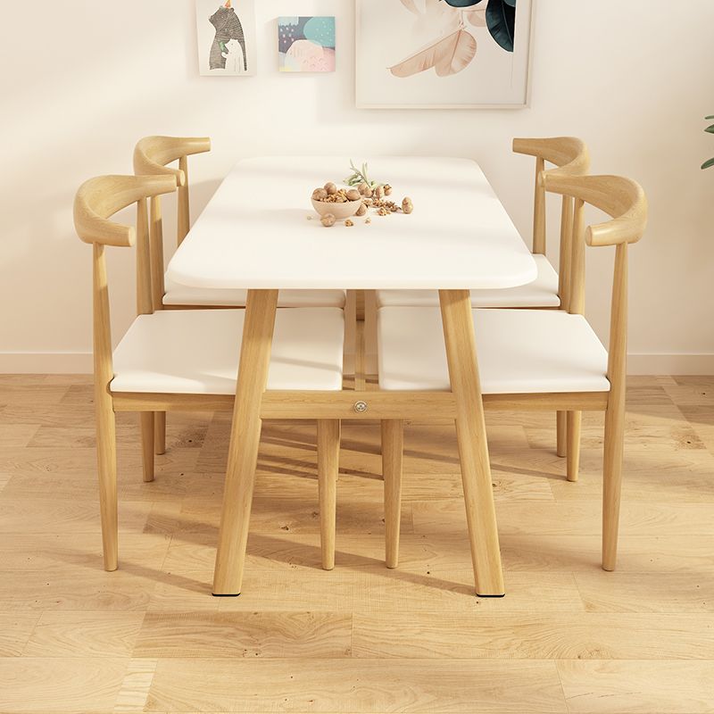 Modern Rectangular Dinner Table Wooden Tabletop with Metal Legs