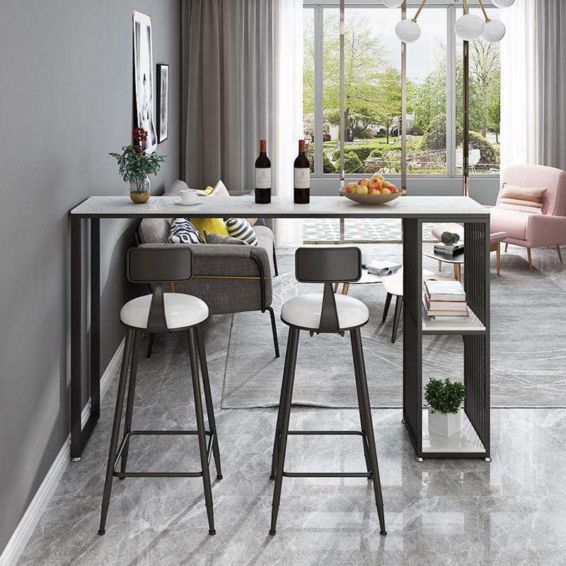 Rectangle Living Room Pub Height Dining Table Marble Bistro Table with Storage Clearhalo 'Bar Furniture' 'Bar Tables' 'bar_tables' 'furn' 'furn_bar_tables' 'Furniture' 'furniture_bar_tables' 'Kitchen & Dining Furniture' 1200x1200_2a591176-0394-42de-ba1e-07b89b7c0ac0