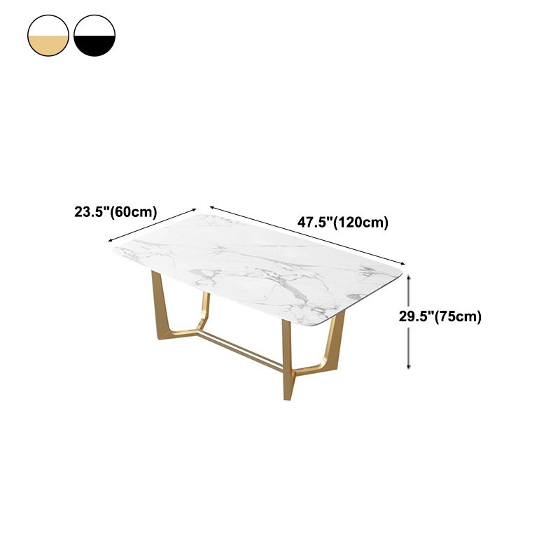 Traditional Luxury Dining Table Sintered Stone Table with Gold Frame for Home Clearhalo 'Dining Tables & Seating' 'Dining Tables' 'dining_table' 'furn' 'furn_dining_table' 'Furniture' 'Kitchen & Dining Furniture' 1200x1200_2a592661-87c8-488a-9a1c-2c23d0c9c798