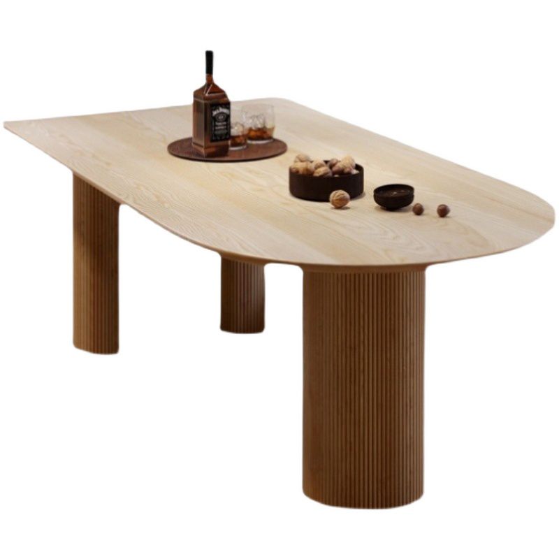 Table à manger en forme gratuite Couleur en bois de 3 jambes moderne Tableau fixe de bois massif