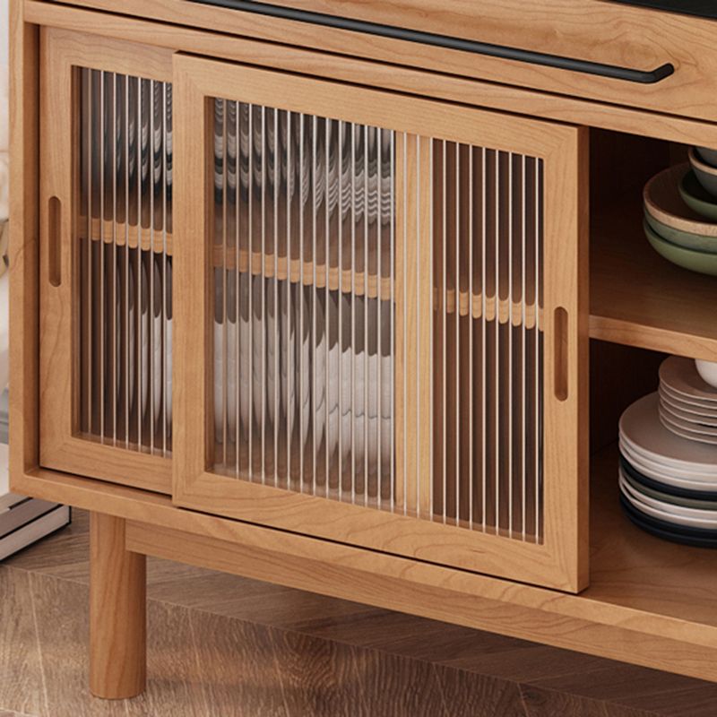 Buffet de comedor de madera maciza de estilo contemporáneo con gabinetes y cajones