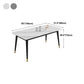 Sintered Stone Top Dining Table Simplicity Rectangle Table with 4 Iron Legs