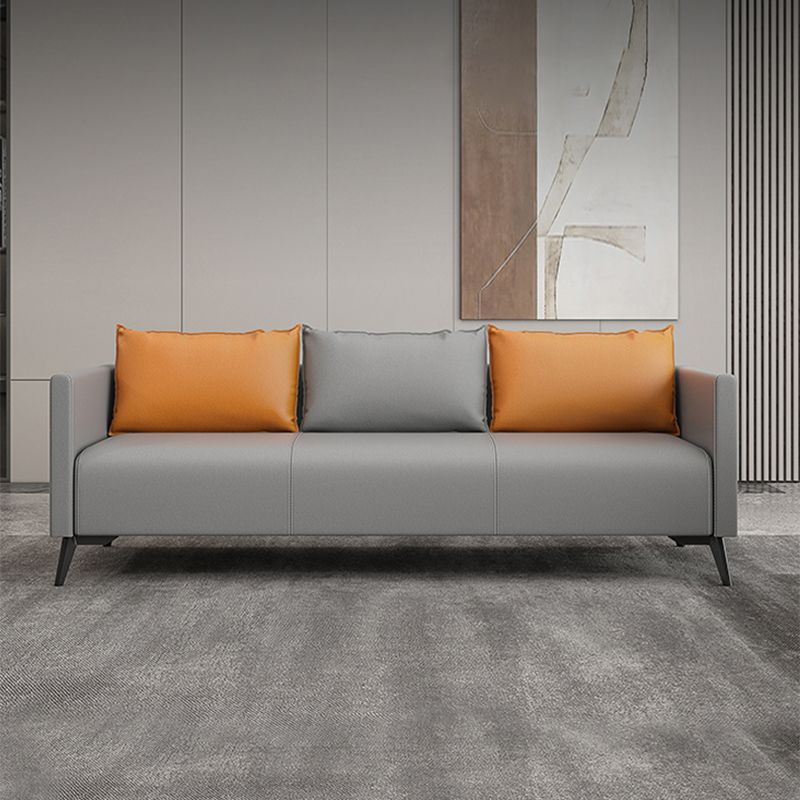 Leather Grey Sofa Stationary Square Arm Seating for Living Room Clearhalo 'furn' 'furn_sofas' 'Furniture' 'Living Room Furniture' 'Sofa' 'sofas' 1200x1200_2a5d0ed5-e2c9-4268-a670-b8a887d6f231