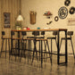Industrial Bar Table Set  1/5/9 Pieces Rectangle Wood Counter Table with Stools for Bar
