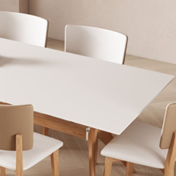 Modern Style Rectangle Table Sintered Stone Dining Table with Wood Legs Clearhalo 'Dining Tables & Seating' 'Dining Tables' 'dining_table' 'furn' 'furn_dining_table' 'Furniture' 'Kitchen & Dining Furniture' 1200x1200_2a6050e2-d2da-4d48-a82d-aacc2102ba9b