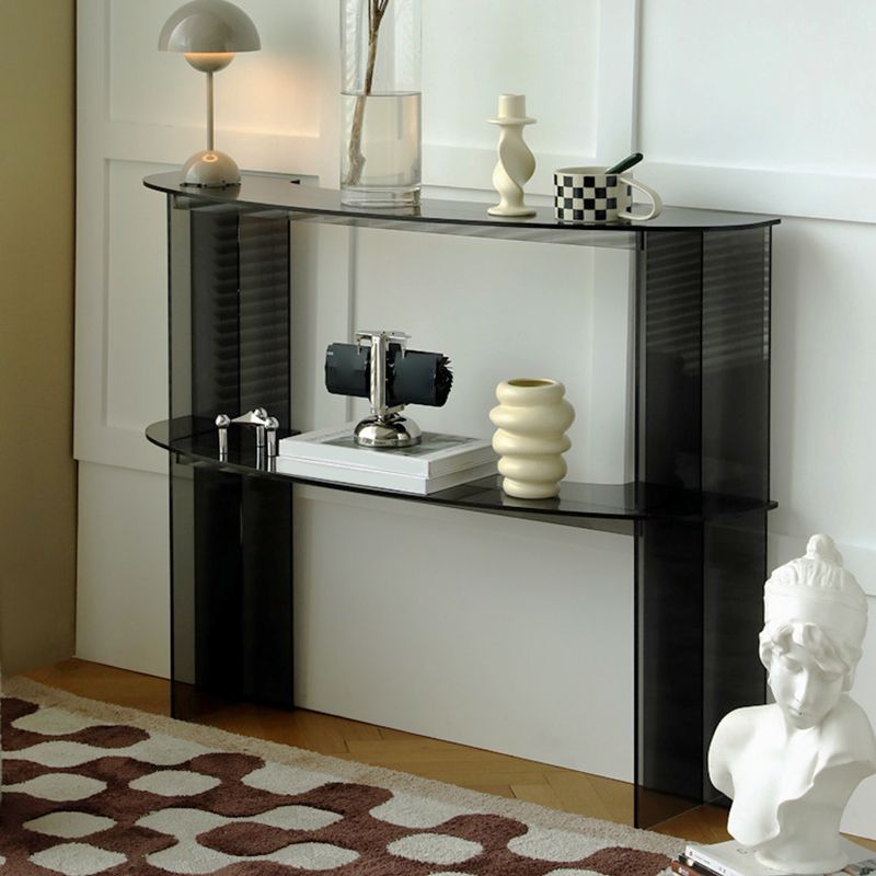 Contemporary Acrylic Console Accent Table with 2 Shelves for Hall Clearhalo 'Console Tables' 'console_tables' 'Entry & Mudroom Furniture' 'furn' 'furn_console_tables' 'Furniture' 1200x1200_2a61c5d0-a1e3-4ad0-b9aa-81cbed72f301