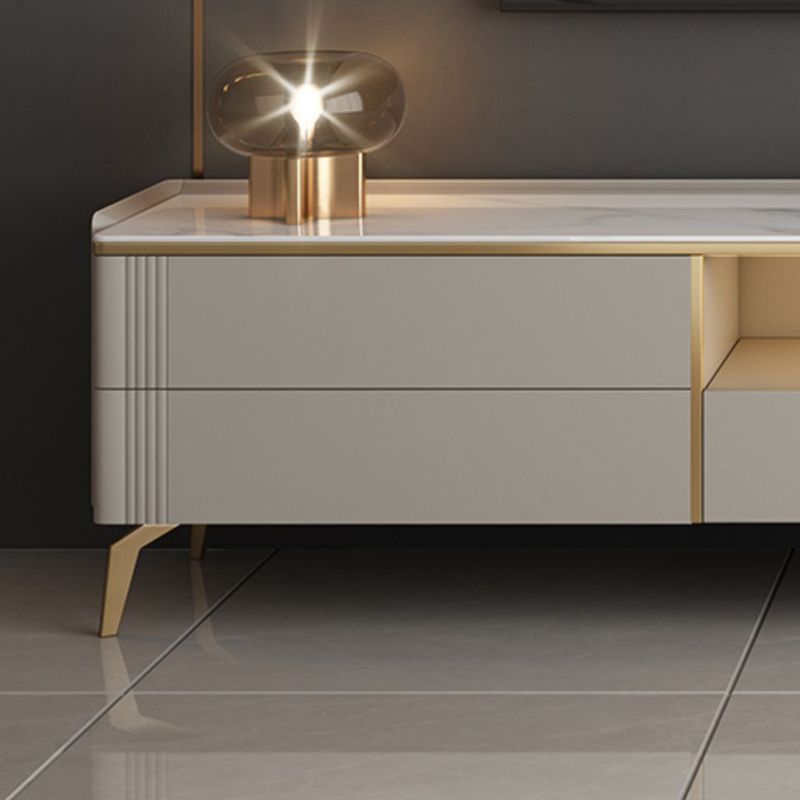 Glam Stone TV Stand Console Open Storage TV Media Stand with Drawers for Living Room Clearhalo 'furn' 'furn_tv_stands_entertainment_centers' 'Furniture' 'Living Room Furniture' 'TV Stands & Entertainment Centers' 'TV Stands & Media Storage Furniture' 'tv_stands_entertainment_centers' 1200x1200_2a623d12-e06f-4739-a5a2-6e13f55f3df7