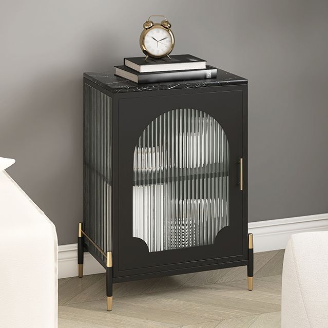 Glass Door Iron Sideboard Modern Server Cabinet with Storage for Living Room Clearhalo 'buffet_sideboard' 'Buffets & Sideboards' 'furn' 'furn_buffet_sideboard' 'Furniture' 'furniture_buffet_sideboard' 'Kitchen & Dining Furniture' 1200x1200_2a62bdda-1107-4d17-9eae-7aeab35b63e6