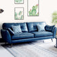 33.46" Flared Arm Sofa with Tufted Split-Back Sofa, Blue Genuine Leather