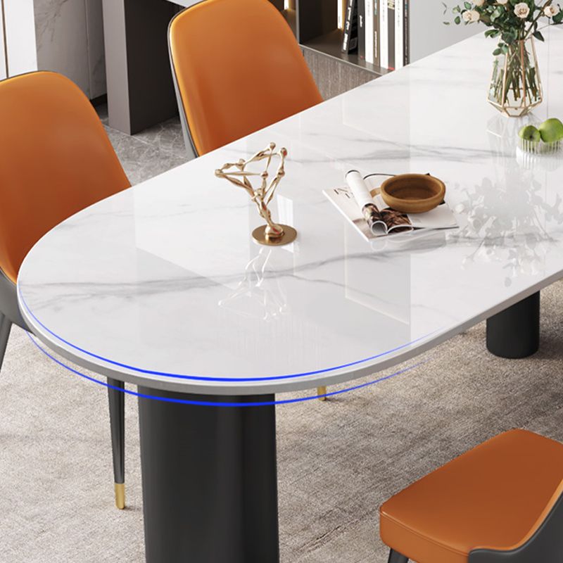 ホワイトストーントップディナールームキッチンテーブルモダンな三脚ベースダイニングテーブル