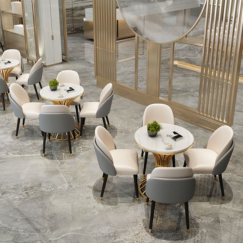 Gold Pedestal Dining Table Modern Style Round Stone Top Table Clearhalo 'Dining Tables & Seating' 'Dining Tables' 'dining_table' 'furn' 'furn_dining_table' 'Furniture' 'Kitchen & Dining Furniture' 1200x1200_2a65c157-5694-48f7-bfda-f85f967b3ec2