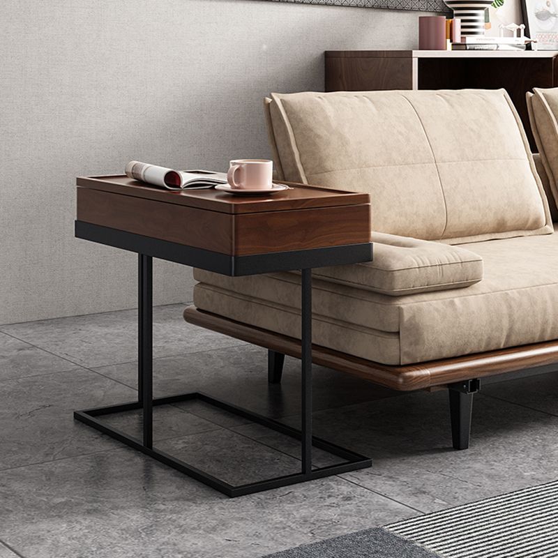 Modernistic Solid Wood with Storage Rectangular Tray Top Side Table