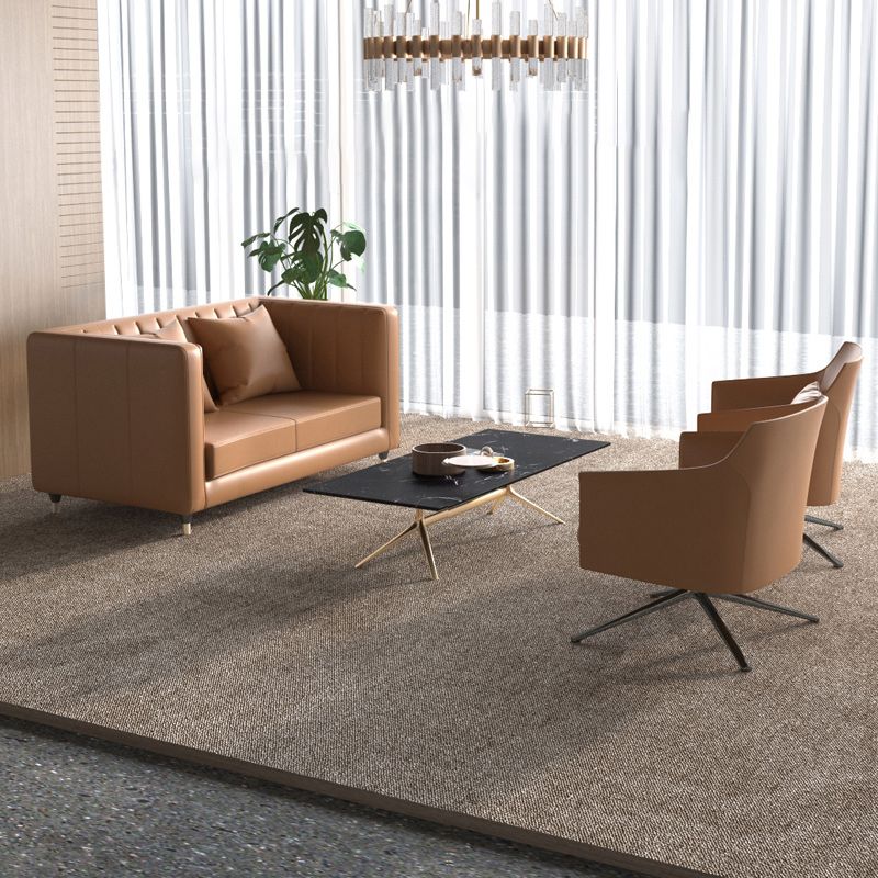 Genuine Leather Tuxedo Arm Sofa 33.46" Wide Contemporary Sofa, Brown Clearhalo 'furn' 'furn_sofas' 'Furniture' 'Living Room Furniture' 'Sofa' 'sofas' 1200x1200_2a69309d-1f04-41ab-bbaf-145ee233aac4