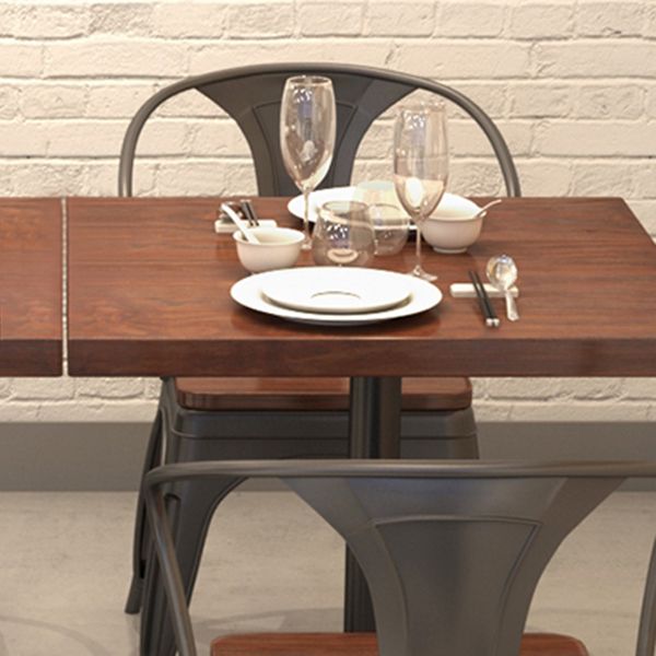 Mesa de comedor de madera sólida mesa de comedor cuadrado de estilo industrial con base de pedestal