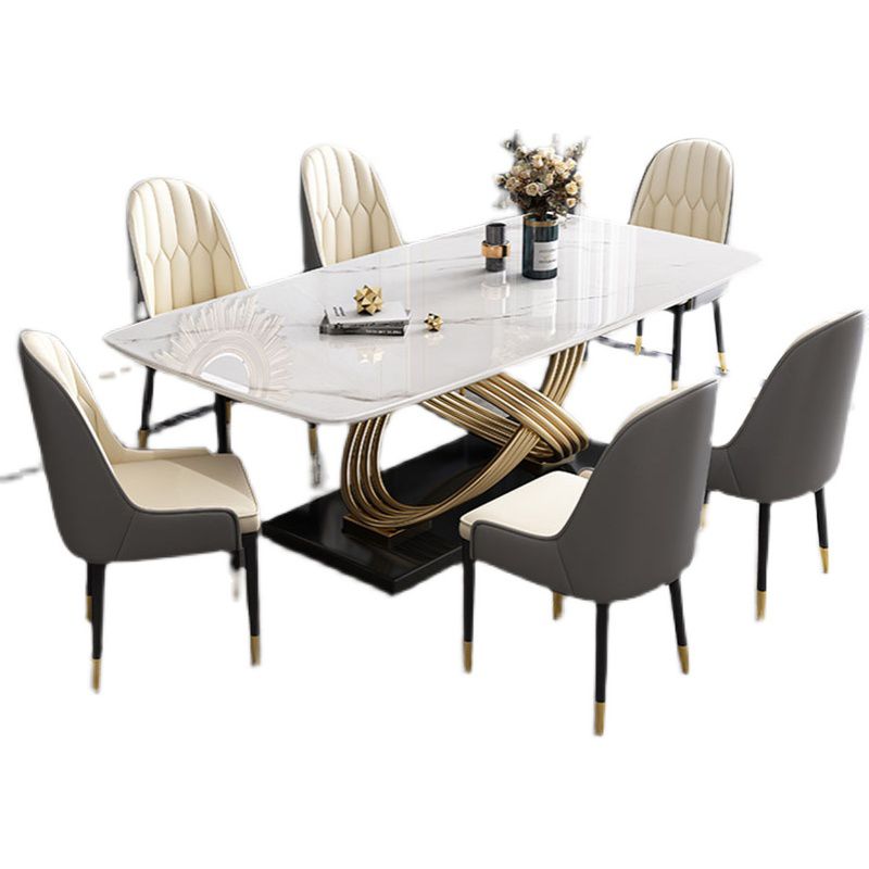 Nordic Glam Sintered Stone Dining Table Set 1/2/5/7 Pieces Dining Set for Home Clearhalo 'Dining Room Sets' 'Dining Tables & Seating' 'dining_room_set' 'furn' 'furn_dining_room_set' 'Furniture' 'furniture_dining_room_set' 'Kitchen & Dining Furniture' 1200x1200_2a697a12-9c53-4af6-8880-3ebf633273ea