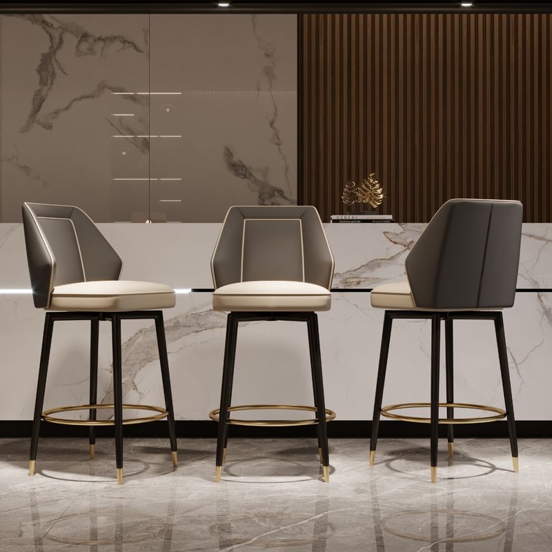 Glam Style Bar Stool Faux Leather Backrest Counter Stool for Bristol Clearhalo 'Bar Furniture' 'Bar Stools' 'bar_stools' 'furn' 'furn_bar_stools' 'Furniture' 'Kitchen & Dining Furniture' 1200x1200_2a6b0af9-fa94-409e-b4f9-cb9e05894b2c