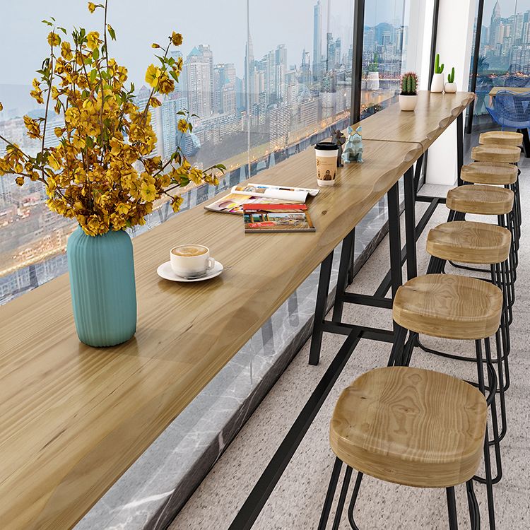 Solid Wood Indoor Counter Height Dining Table Specialty Trestle Patio Bar Table in Natural Clearhalo 'Bar Furniture' 'Bar Tables' 'bar_tables' 'furn' 'furn_bar_tables' 'Furniture' 'furniture_bar_tables' 'Kitchen & Dining Furniture' 'kitchen&dining_furn' 'kitchen' 1200x1200_2a6b2b5a-ac74-43e3-a0d4-6ac0643be900