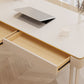 Contemporary Wooden White Office Desk Sled Base Type Writing Desk
