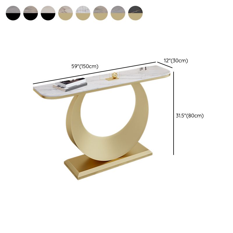 Stone Half Moon Console Table 31.5-inch Tall Accent Table with 1 Shelf Clearhalo 'Console Tables' 'console_tables' 'Entry & Mudroom Furniture' 'furn' 'furn_console_tables' 'Furniture' 1200x1200_2a6dc4e7-31f3-4e31-88c0-a219f94d1e7f