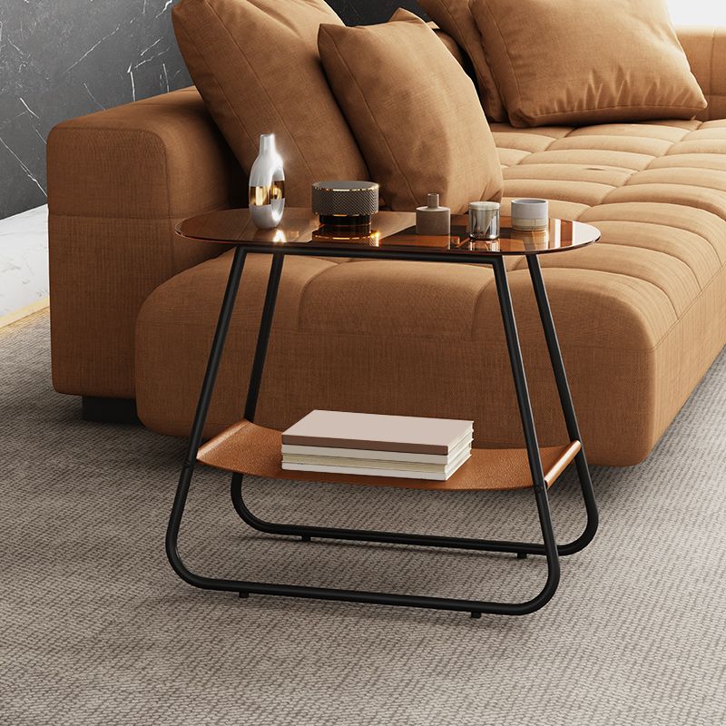 Mesa lateral de trineo elíptico de vidrio 20.9 "de altura de 1 estante