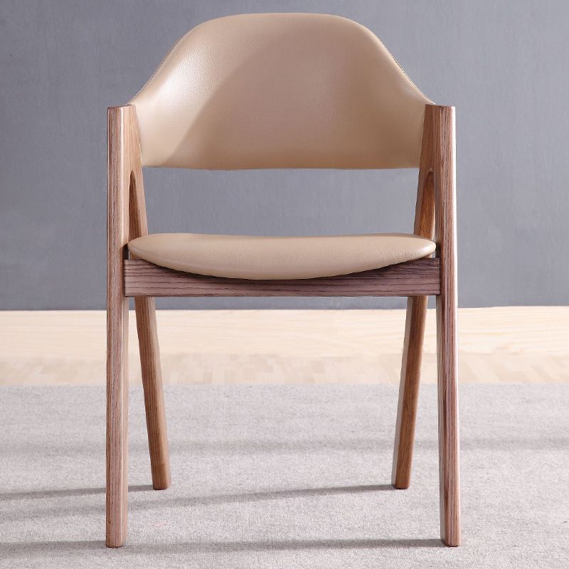 Silla de comedor de comedor de espalda abierto silla de comedor de madera maciza en marrón