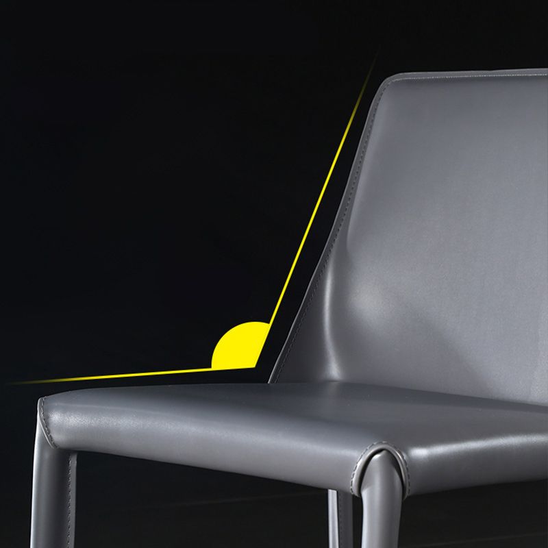 Faux Leather Contemporary Home Side Chair Matte Finish Solid Back Dining Chair