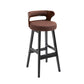 Scandinavian Wood Round Seat Stool Faux Leather Low Back Upholstered Counter Stool Clearhalo 'Bar Furniture' 'Bar Stools' 'bar_stools' 'furn' 'furn_bar_stools' 'Furniture' 'Kitchen & Dining Furniture' 1200x1200_2a72f54a-0515-4041-bc68-c60681eb123a