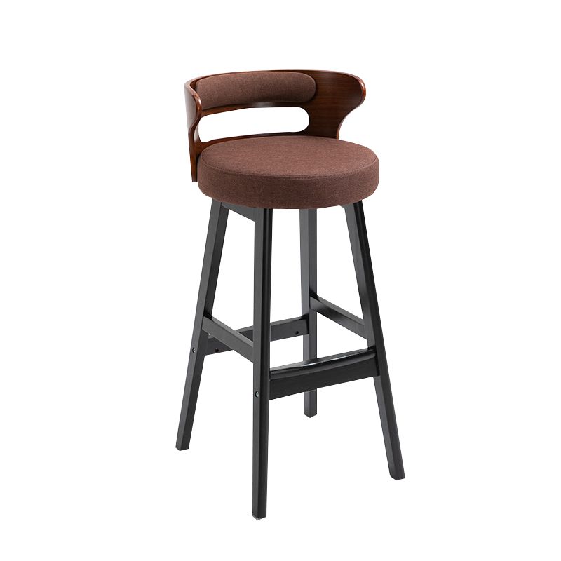 Scandinavian Wood Round Seat Stool Faux Leather Low Back Upholstered Counter Stool Clearhalo 'Bar Furniture' 'Bar Stools' 'bar_stools' 'furn' 'furn_bar_stools' 'Furniture' 'Kitchen & Dining Furniture' 1200x1200_2a72f54a-0515-4041-bc68-c60681eb123a