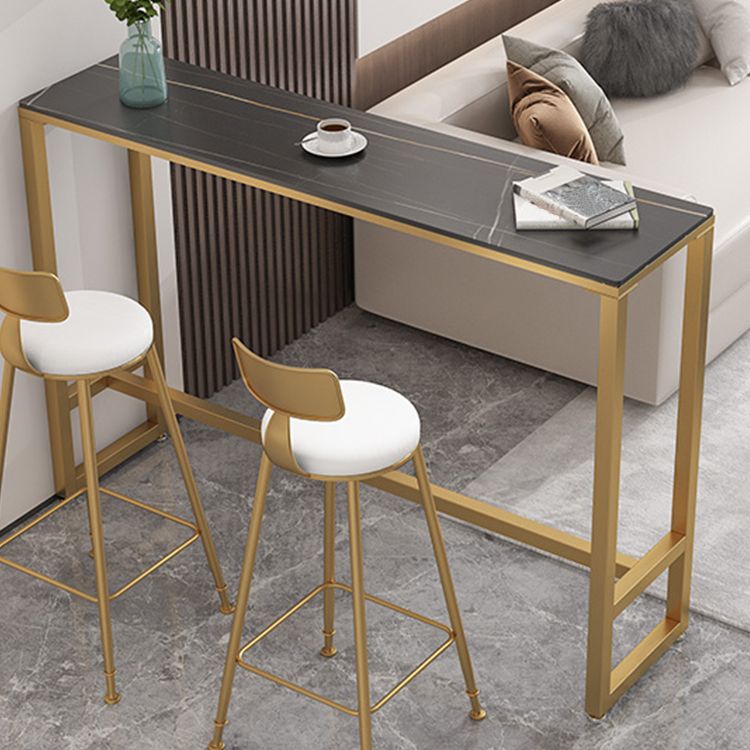 Black Glam Style Bar Table in Iron Top and Faux Marble Milk Tea Shop Bar Table Clearhalo 'Bar Furniture' 'Bar Tables' 'bar_tables' 'furn' 'furn_bar_tables' 'Furniture' 'furniture_bar_tables' 'Kitchen & Dining Furniture' 1200x1200_2a74a5d0-1210-41a5-b614-8b027a890757