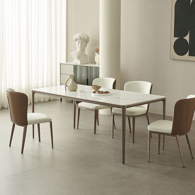 Set da pranzo moderno con sedie a schiera solida 1/4/5/7 pezzi set di dinette bianca