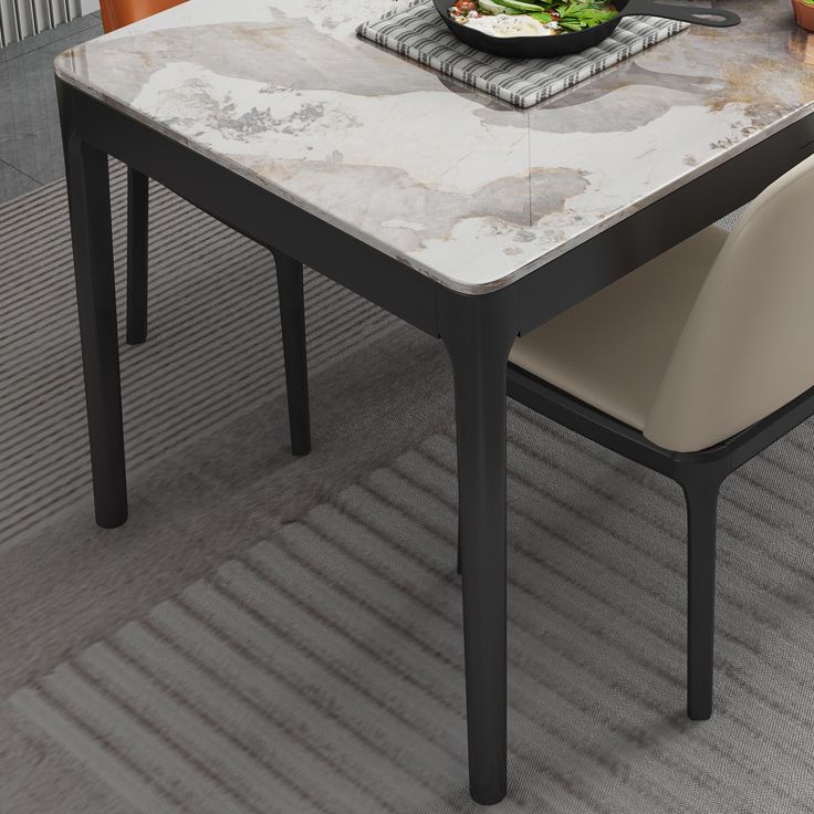 Modern Style 4 Legs Dining Table Three-Color Fixed Table of Sintered Stone Clearhalo ' dining_table' 'Dining Tables & Seating' 'Dining Tables' 'furn' 'furn_dining_table' 'Furniture' 'furniture_dining_table' 'Kitchen & Dining Furniture' 'kitchen&dining_furn' 'kitchen' 'kitchen_dining_table' 1200x1200_2a758e99-b826-4274-aeed-65e6e29eb441