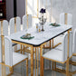 Rectangle White Top Dining Table Traditional Luxury Dining Table with Gold Frame