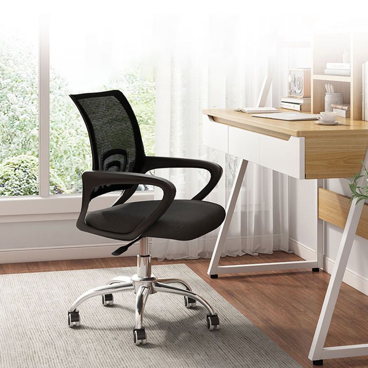 Silla de oficina giratoria contemporánea, escritorio de microfibra, silla con respaldo medio