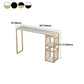 Glam Rectangle Faux Marble Bistro Table Gold Double Pedestal Bar Dining Table with 3-Shelf Clearhalo 'Bar Furniture' 'Bar Tables' 'bar_tables' 'furn' 'furn_bar_tables' 'Furniture' 'furniture_bar_tables' 'Kitchen & Dining Furniture' 'kitchen&dining_furn' 'kitchen' 1200x1200_2a77ba69-d51c-47bd-9d1a-92f0ca03b0aa