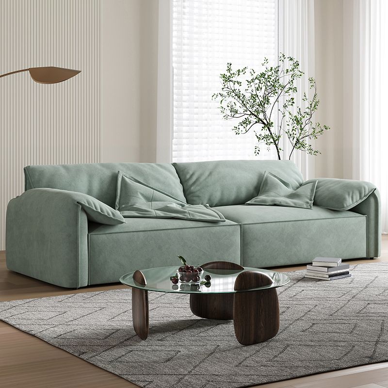 Stationary Living Room Pillow Top Arm Standard Cushions Green Sofa