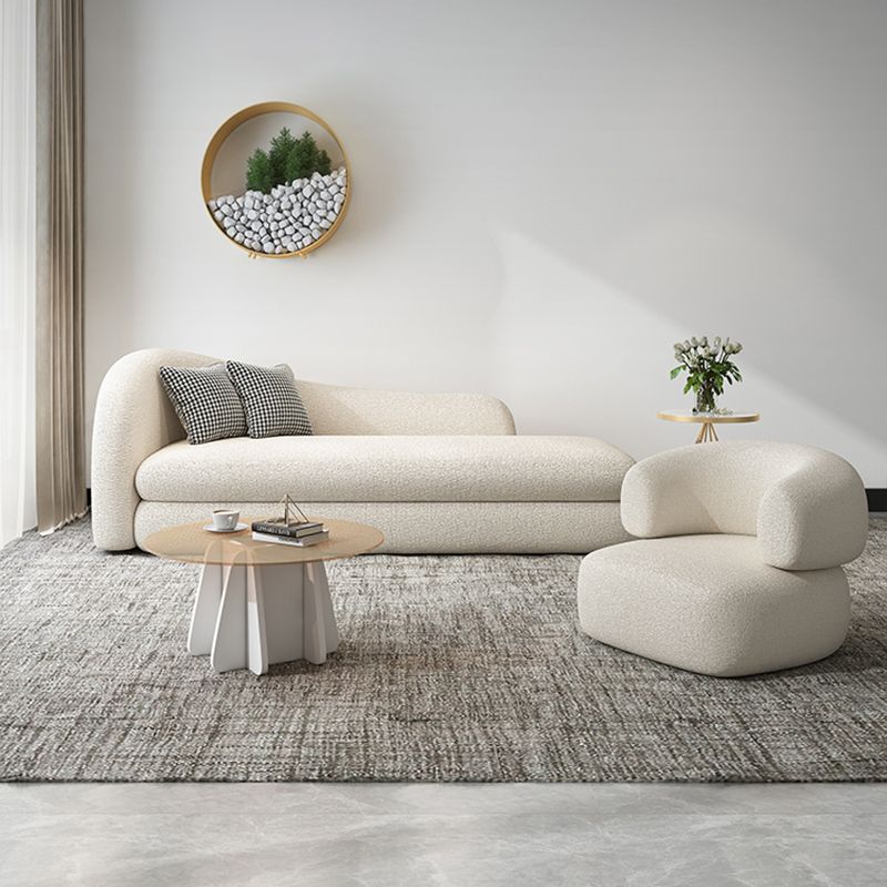 Scandinavian Tight Back Curved Sofa Wool Blend/Faux Leather White Couch Clearhalo 'furn' 'furn_sofas' 'Furniture' 'furniture_sofas' 'Living Room Furniture' 'Sofa' 'sofas' 1200x1200_2a7a9c2c-bc9d-4158-9da4-85d989e9c7d4