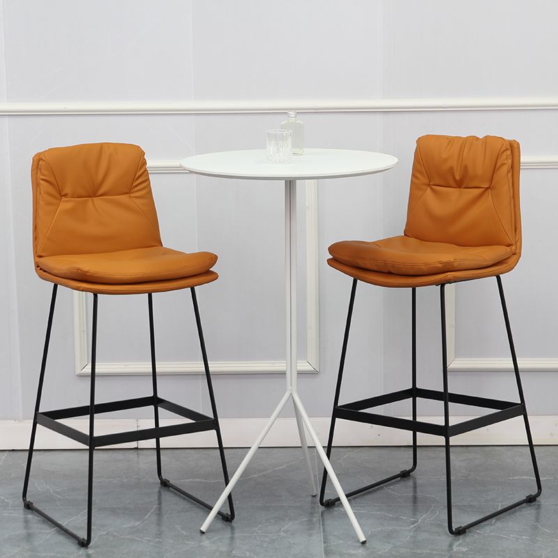 Modern Armless Backrest Counter Stool Steel Bar Stool with Leather Cushion Clearhalo 'Bar Furniture' 'Bar Stools' 'bar_stools' 'furn' 'furn_bar_stools' 'furniture_bar_stools' 'Kitchen & Dining Furniture' 'kitchen&dining_furn' 'kitchen' 'kitchen_furn' Furniture' 1200x1200_2a7b9d49-90c1-4be8-a5d2-6f173fbd6d10