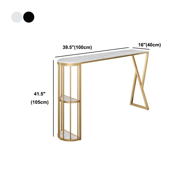 Nordic Style Rectangle Bar Counter Table Sintered Stone Dining Table with Metal Legs Clearhalo 'Bar Furniture' 'Bar Tables' 'bar_tables' 'furn' 'furn_bar_tables' 'Furniture' 'furniture_bar_tables' 'Kitchen & Dining Furniture' 1200x1200_2a7bed73-94ae-415a-9bca-06ed61b234a3