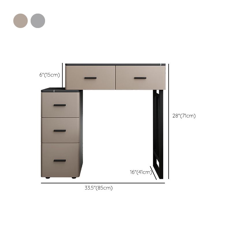 Tavolo da vanità a specchio e set di sgabelli da 25,59 "Scantina di vanità in pietra larga