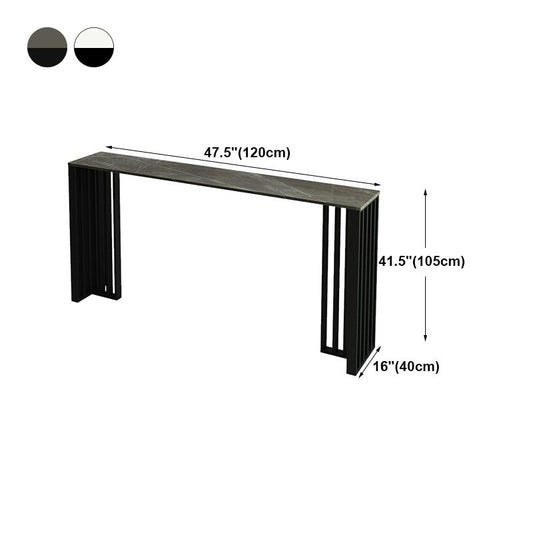 Modern Rectangle Bar Dining Table Indoor Bar Height Table with Iron Base 42-Inch Top Clearhalo 'Bar Furniture' 'Bar Tables' 'bar_tables' 'furn' 'furn_bar_tables' 'Furniture' 'furniture_bar_tables' 'Kitchen & Dining Furniture' 'kitchen&dining_furn' 'kitchen' 1200x1200_2a7e3c61-0837-4873-b9dd-91915ee0e940